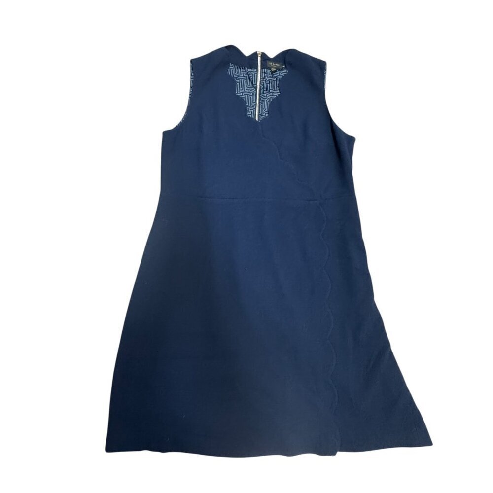 Ted Baker London Rubeyed Scallop Edge Shift Dress Navy Size 4 (US 10) EUC - Picture 2 of 7